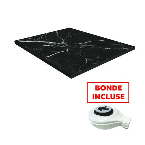 Receveur de douche résine de synthèse Nola marbre Noir 80x80